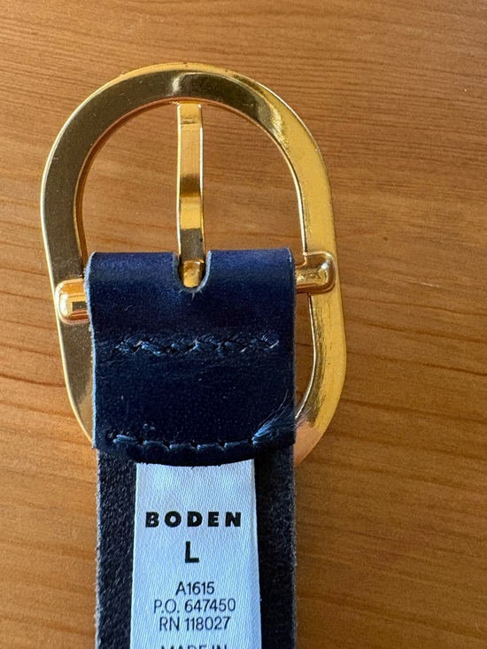 Boden Classic Leather Navy Belt Size Large Gold Oval Buckle main image 6